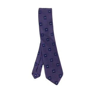 Cattani Uomo Milan Italy Men’s Tie Purple Blue Gray Geometric 100% Silk Necktie